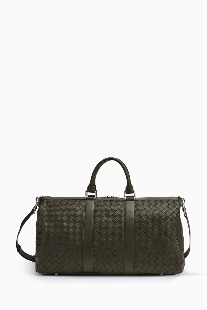 

Medium Classic Duffle Bag in Intrecciato Leather, Brown