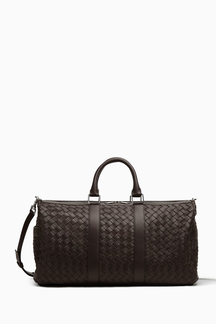 

Medium Classic Duffle Bag in Intrecciato Leather, Brown