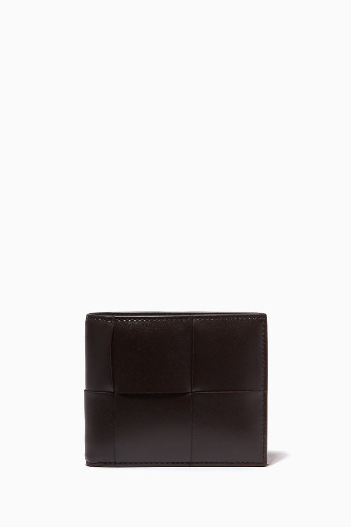 

Bi-fold Wallet in Intrecciato Urban Leather, Brown
