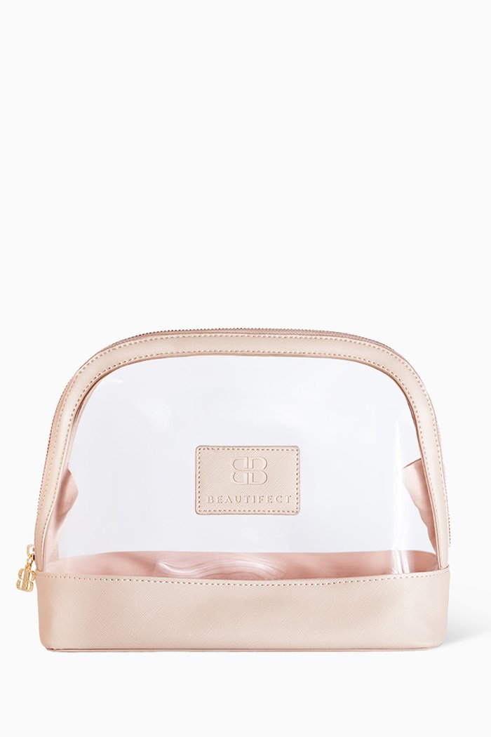 

Toiletry Bag in Vegan Leather & PVC, Colourless
