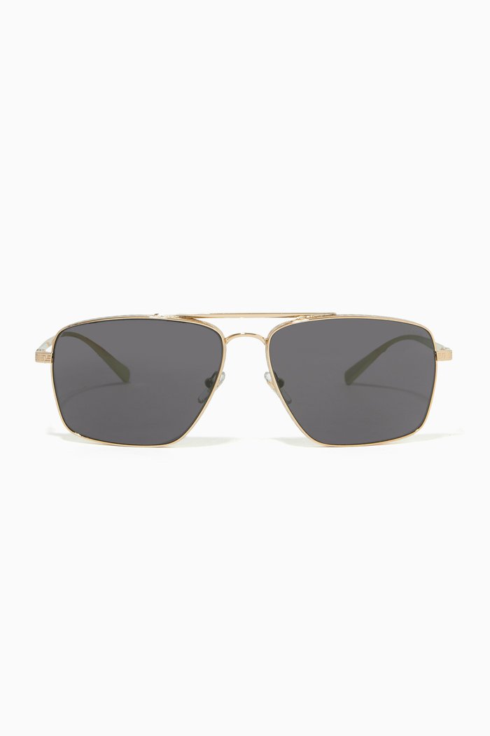 

Greca Square Sunglasses in Metal, Gold