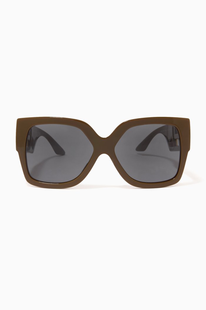 

Greca Rectangle Sunglasses, Brown