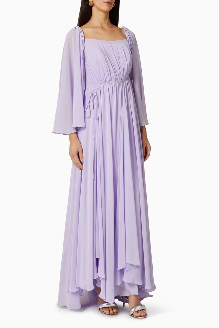 

Draped Maxi Dress in Chiffon, Purple