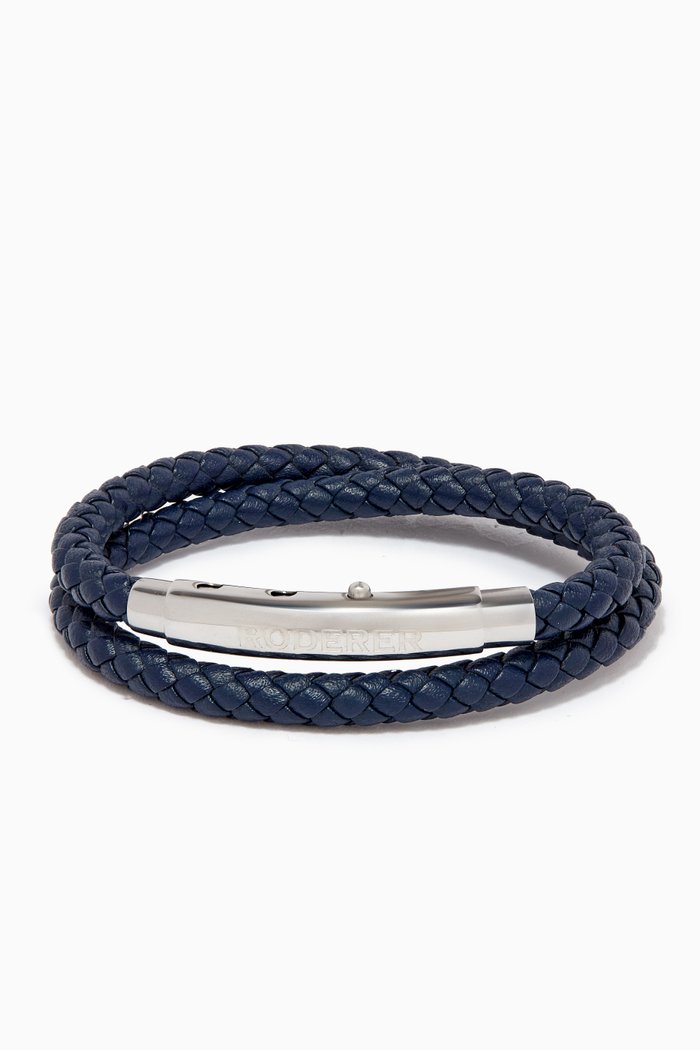 

Dino Double Tour Bracelet in Leather, Blue