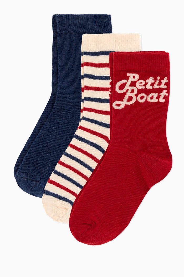 

Socks in Organic Cotton Blend, Set of 3, Multicolour