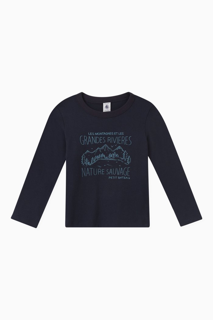 

Long-sleeve T-shirt in Cotton, Blue