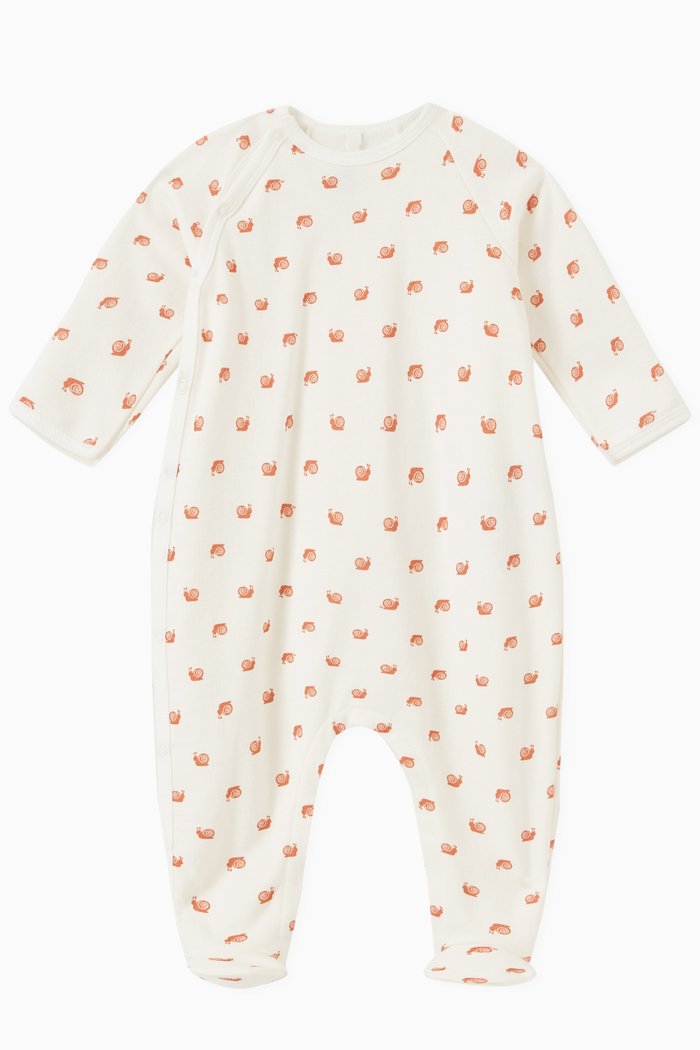 Snail Sleepsuit in Cotton, White