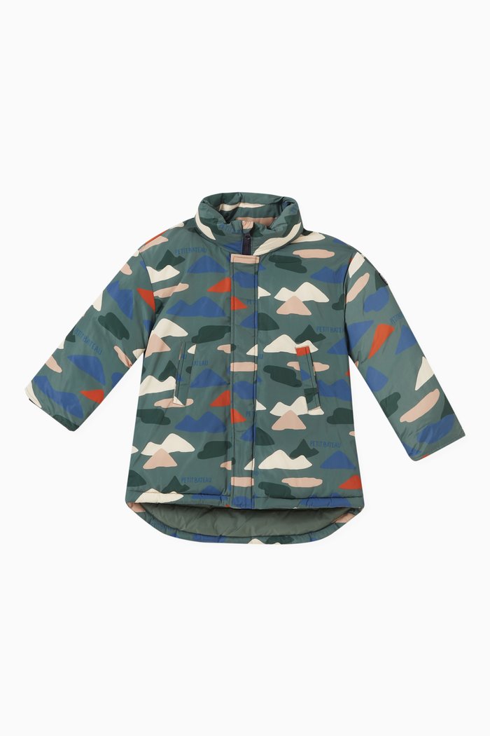 

Patterned Puffer Jacket in Cotton, Green