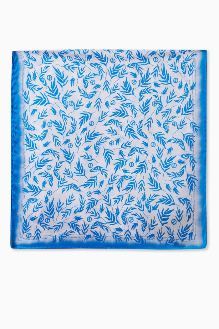 

Floral Scarf in Silk, Blue