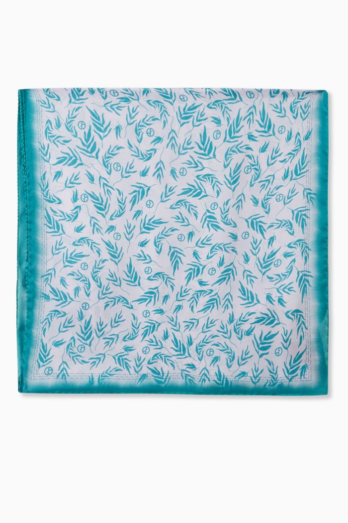 

Floral Scarf in Silk, Blue