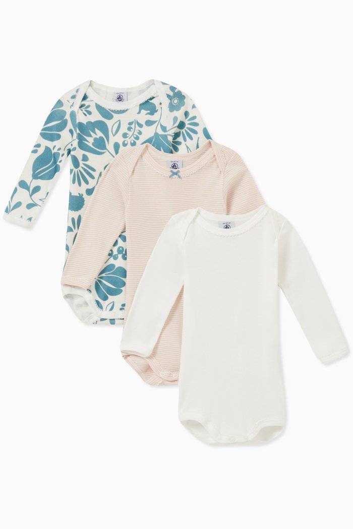 

Assorted Bodysuit in Cotton, Set of 3, Multicolour
