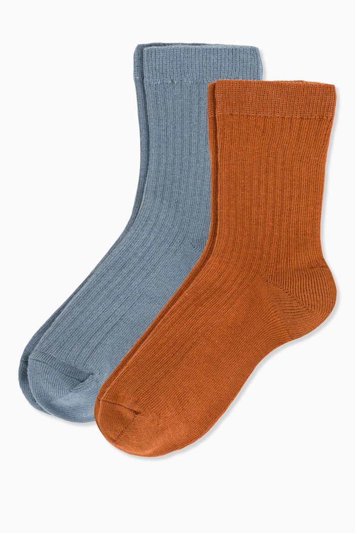 

Plain Socks in Cotton, Set of 2, Multicolour
