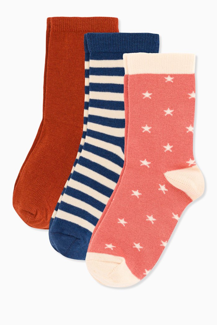 

Assorted Socks in Cotton & Polyamide, Set of 3, Multicolour
