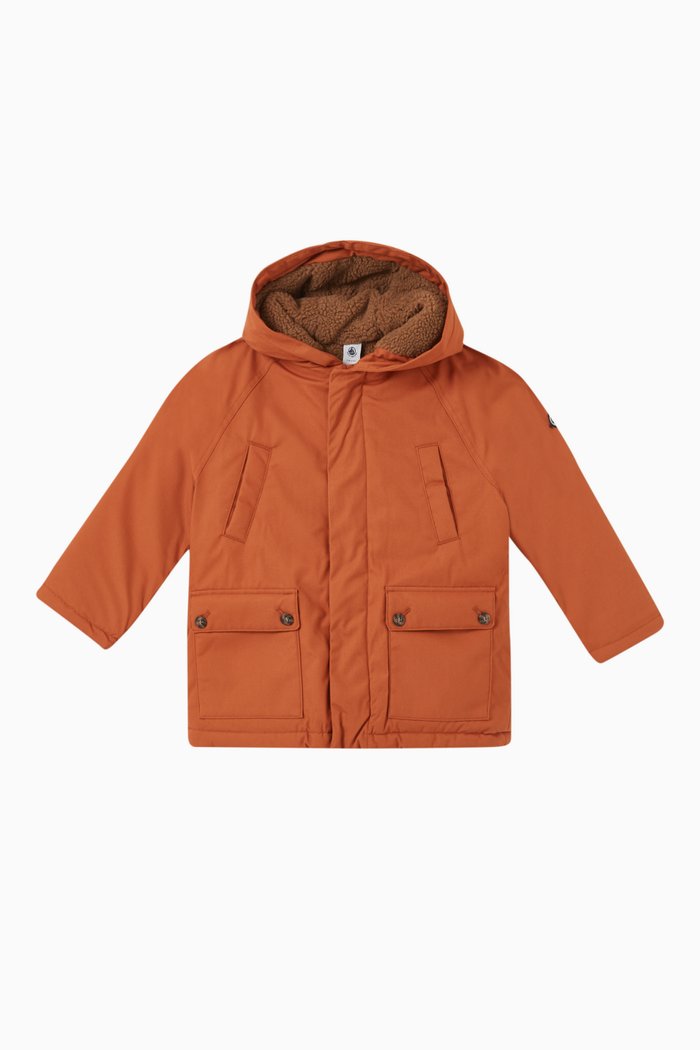 

Logo Jacket in Polyester & Cotton, Brown