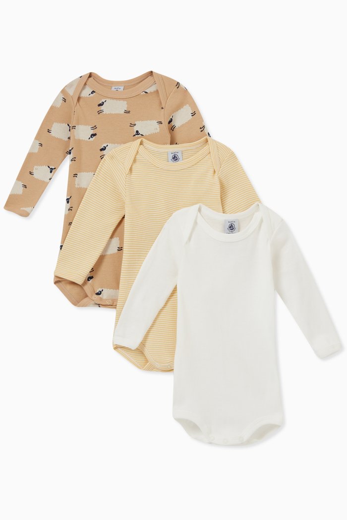 

Assorted Bodysuit in Cotton, Set of 3, Multicolour