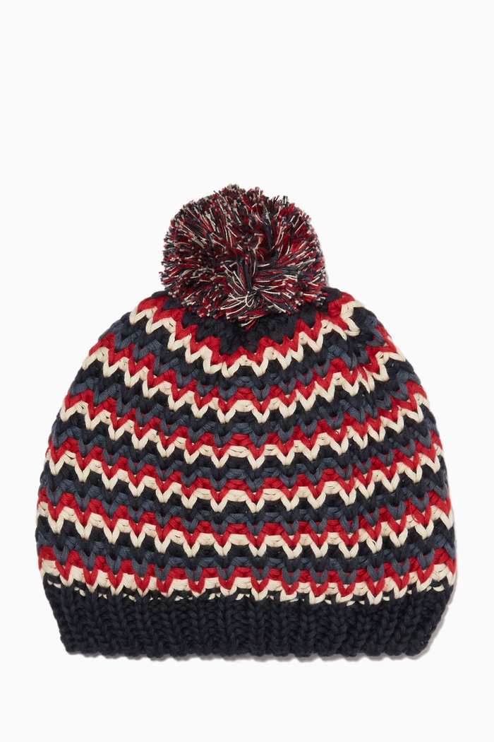 Knitted Hat in Cotton, Multicolour