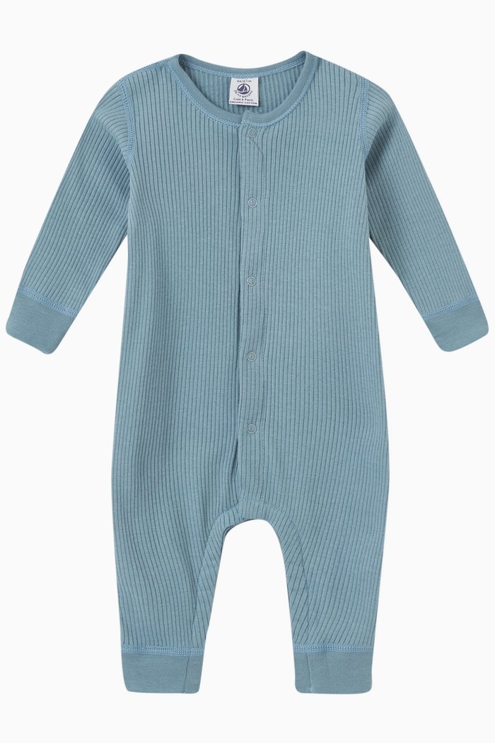 

Ribbed Romper in Organic Cotton, Blue