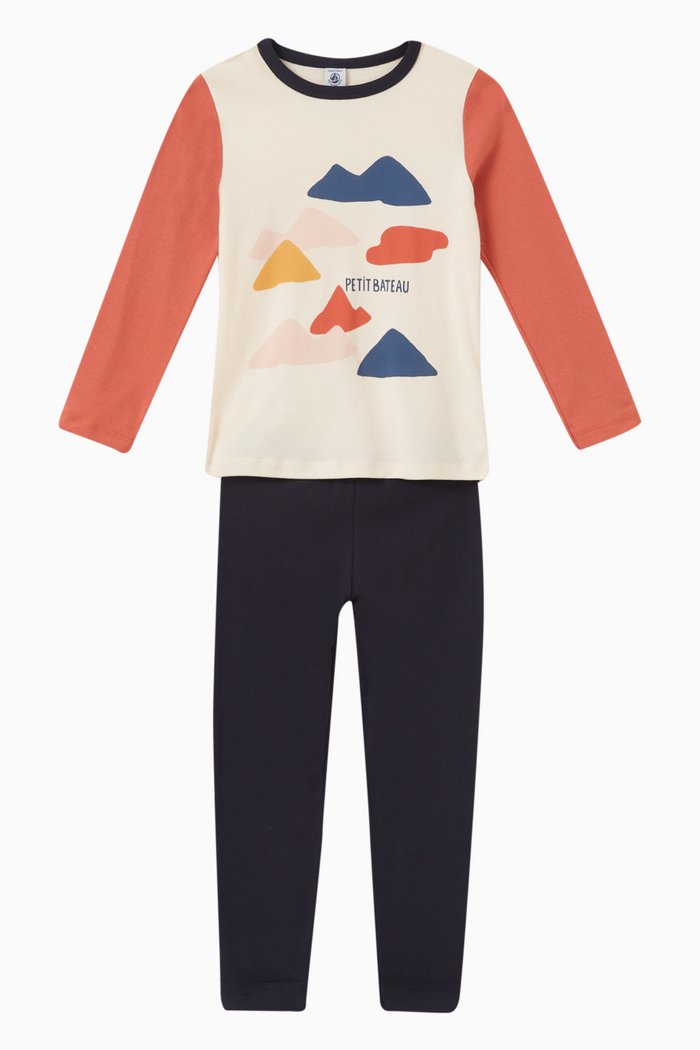 

Graphic Print Pyjama Set in Cotton, Multicolour