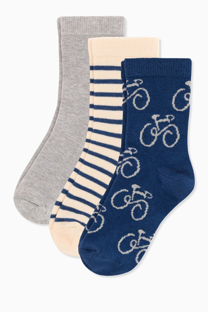 

Socks in Cotton Blend, Set of Three, Multicolour