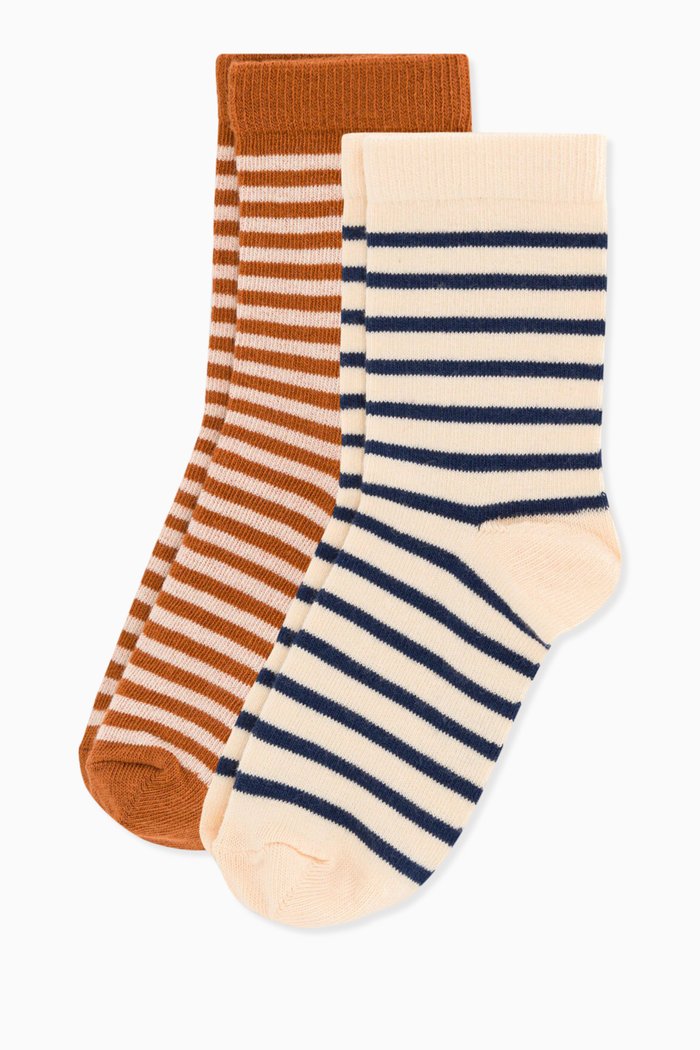 Socks in Cotton Blend, Set of Two, Multicolour