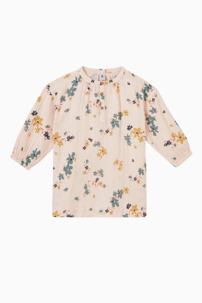 

Floral Print Dress in Organic Cotton, Pink