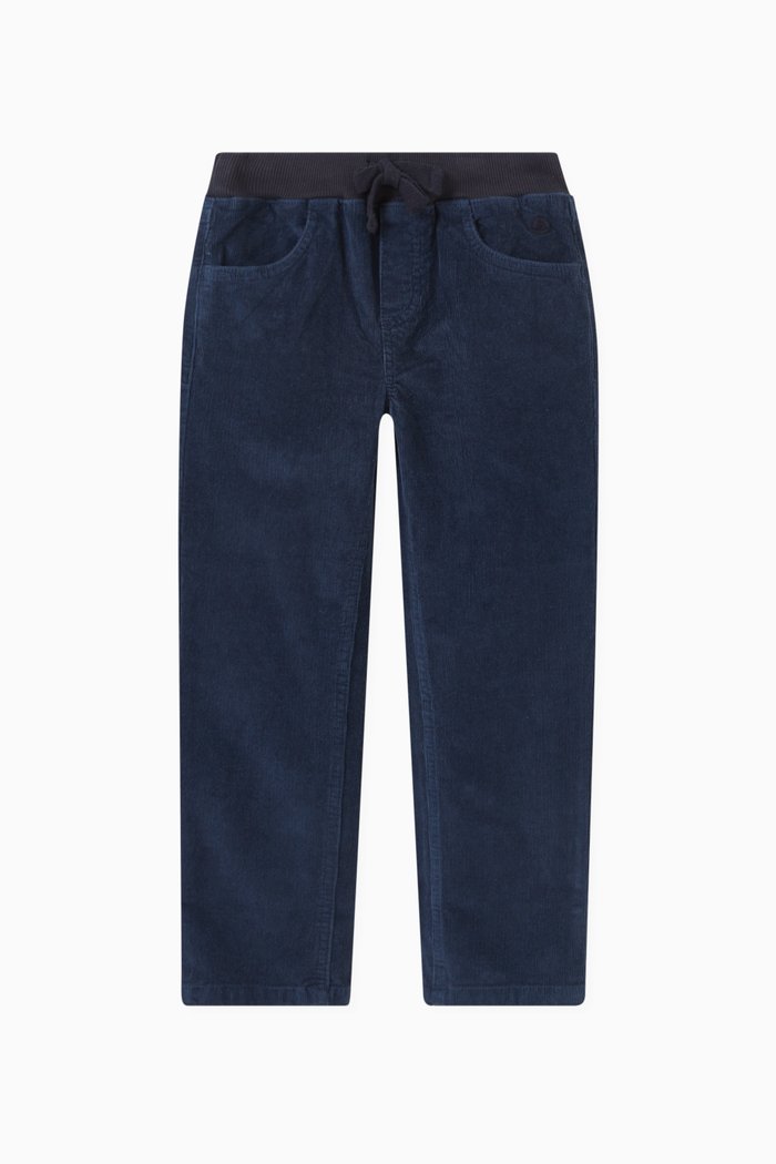 

Plain Trousers in Cotton Velour, Blue