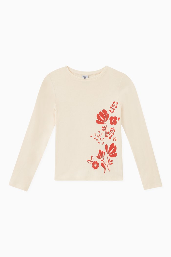 

Floral Print T-shirt in Organic Cotton, Neutral