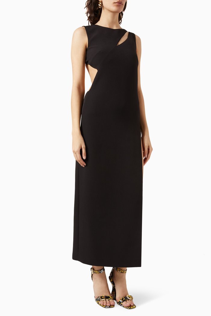 

Cut-out Maxi Dress in Stretch Cady, Black