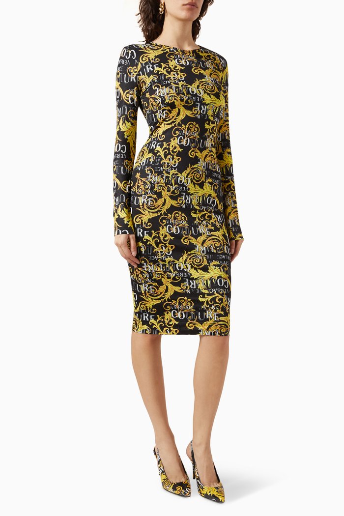 

Organzino Print Dress in Nylon, Black