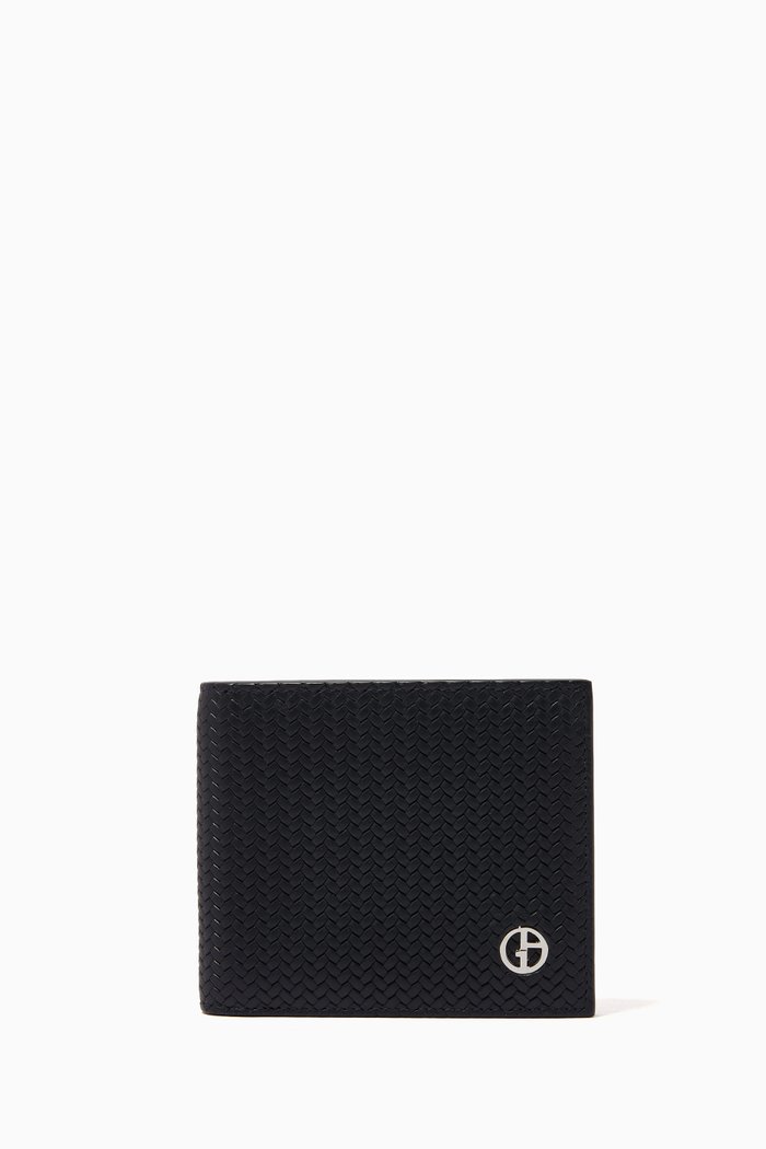 

Textured Wallet in Leather, Blue