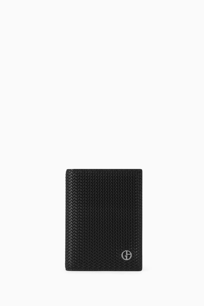 

Passport Holder in Woven Leather, Black