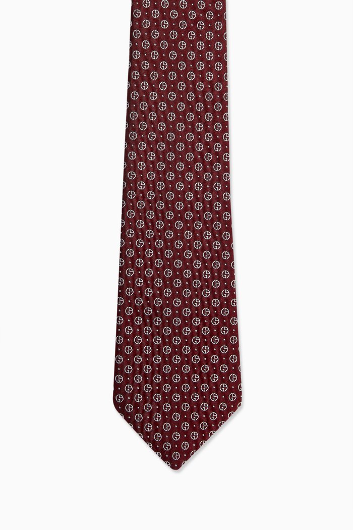 

Logo Printed Tie in Silk, Red