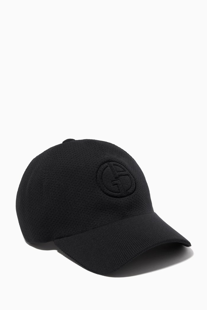 

GA Embossed Logo Baseball Hat in Knit Textile, Black