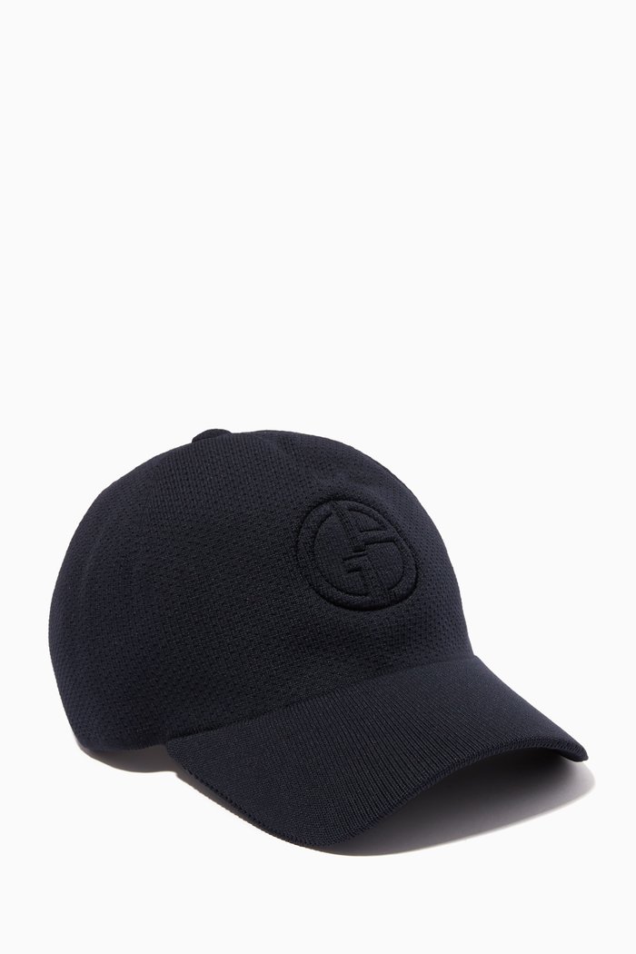 

GA Embossed Logo Baseball Hat in Knit Textile, Blue