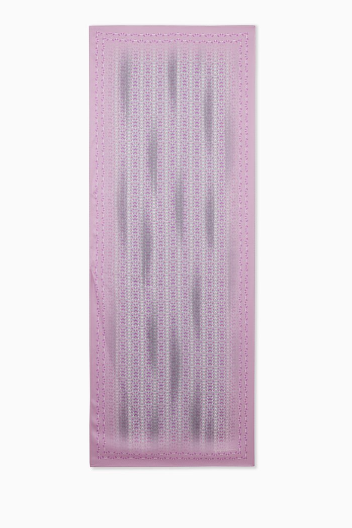 Geometric-print Scarf in Silk, Pink