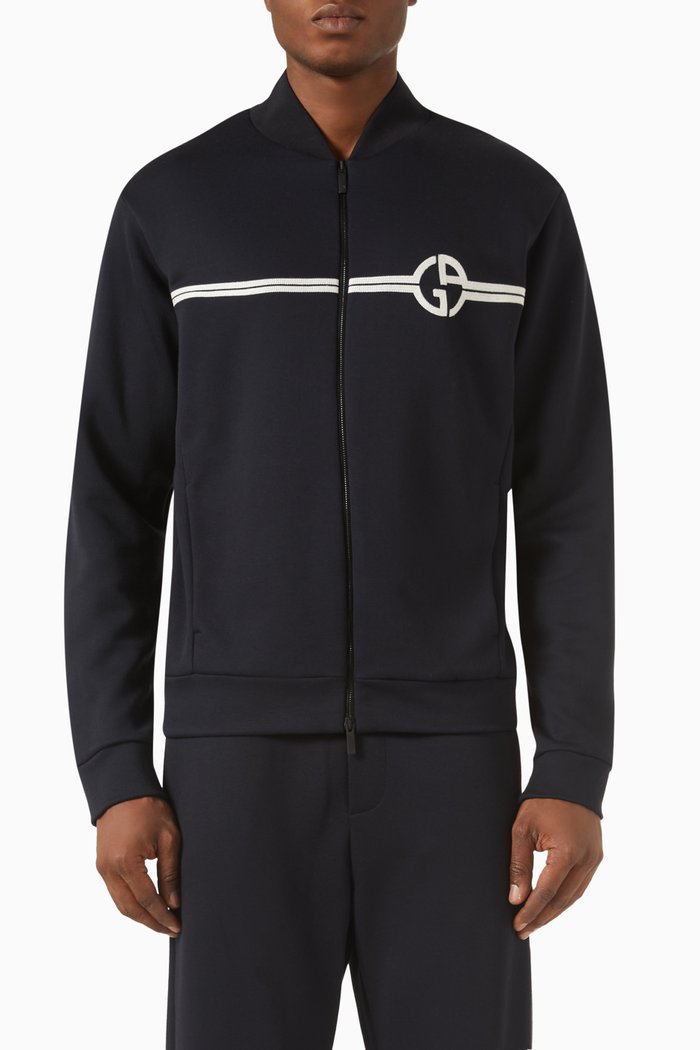 

Zipped Sweatshirt in Micromodal Jersey, Blue