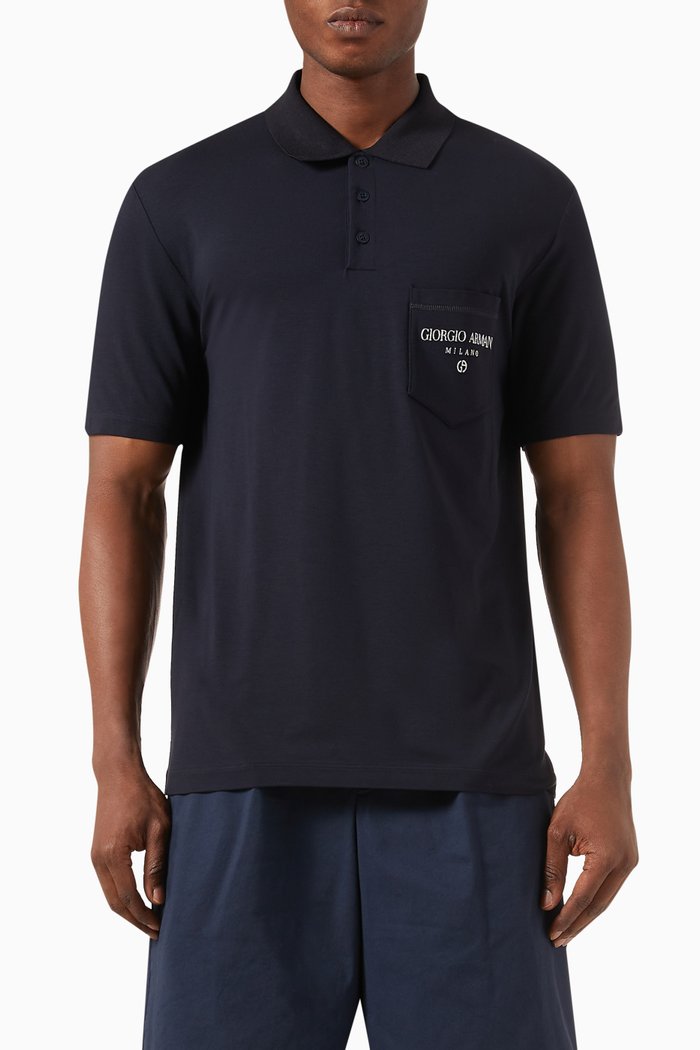 Polo Shirt in Cotton Jersey, Blue
