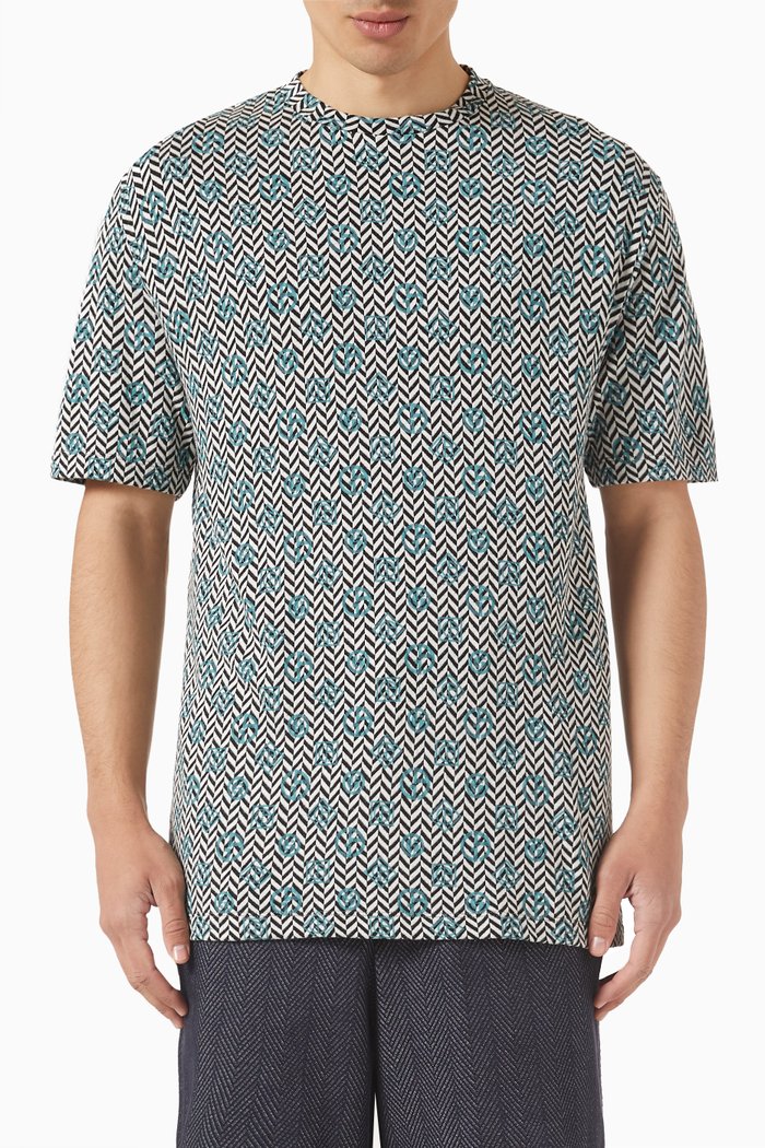 

Printed T-shirt in Cotton Jersey, Blue