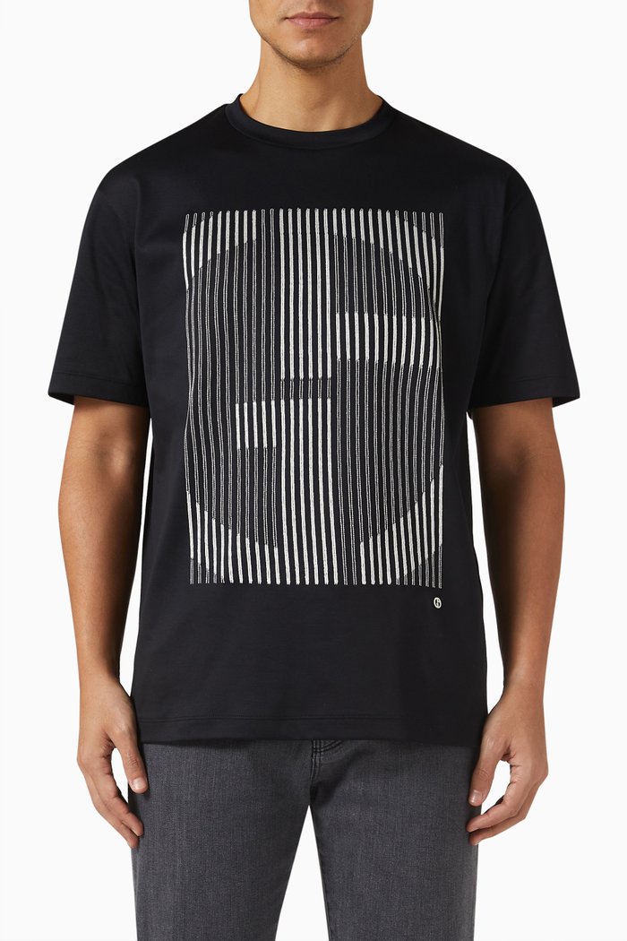 Embroidered T-shirt in Cotton Jersey, Black