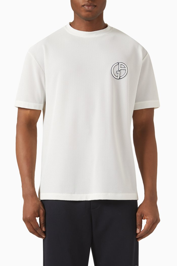 

Logo T-shirt in Stretch Mesh, White