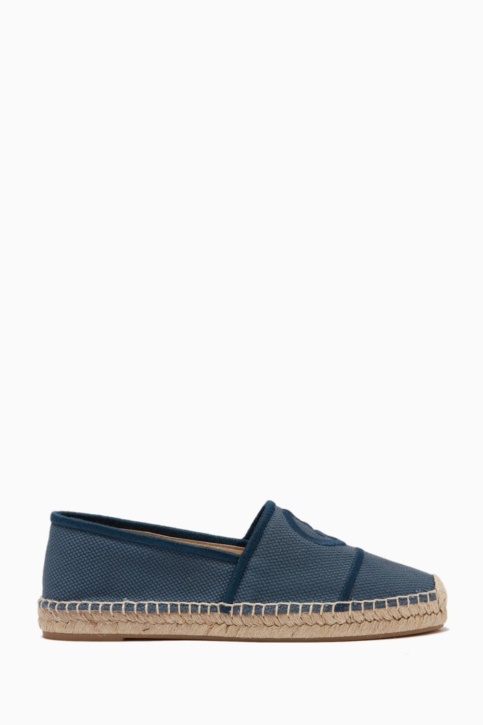 

GA Embroidered Logo Resort Capsule Espadrilles in Cotton Canvas, Blue