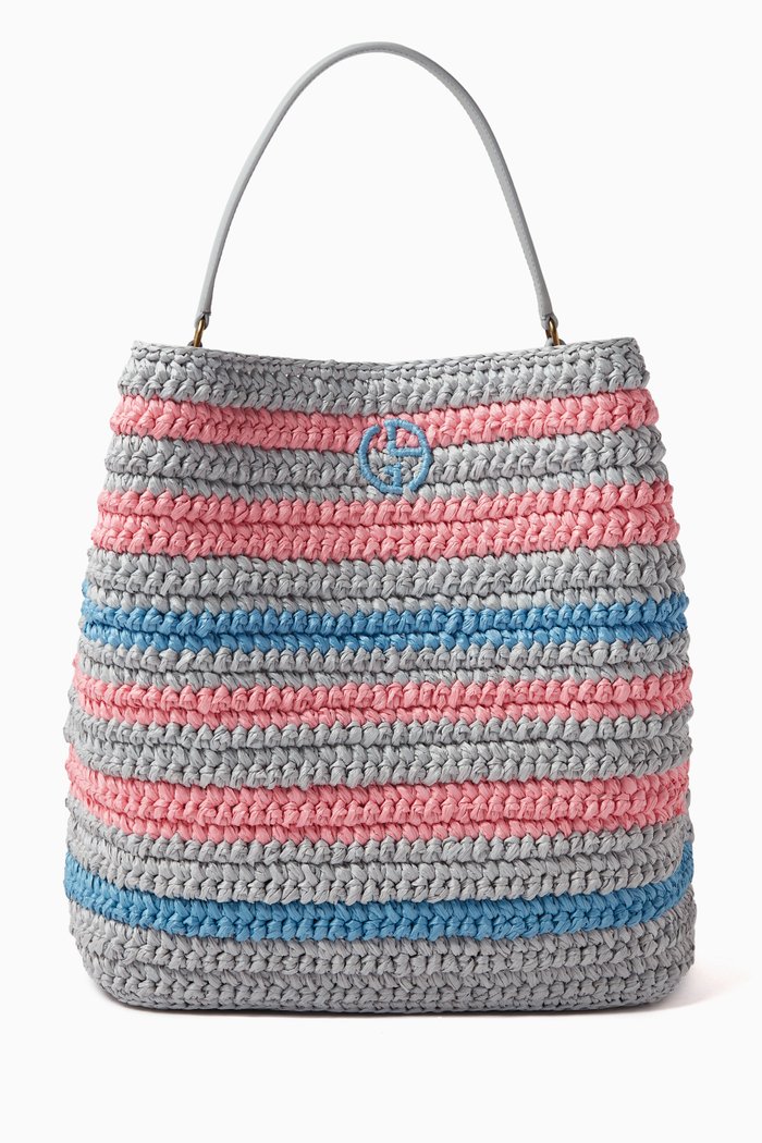 

Resort Capsule Large Top Handle Bag in Raffia, Grey