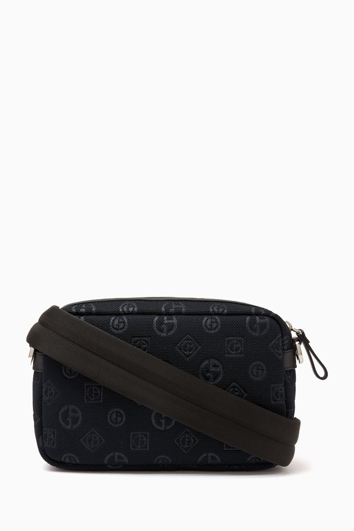 

All-over Logo Crossbody Bag in Knit, Blue