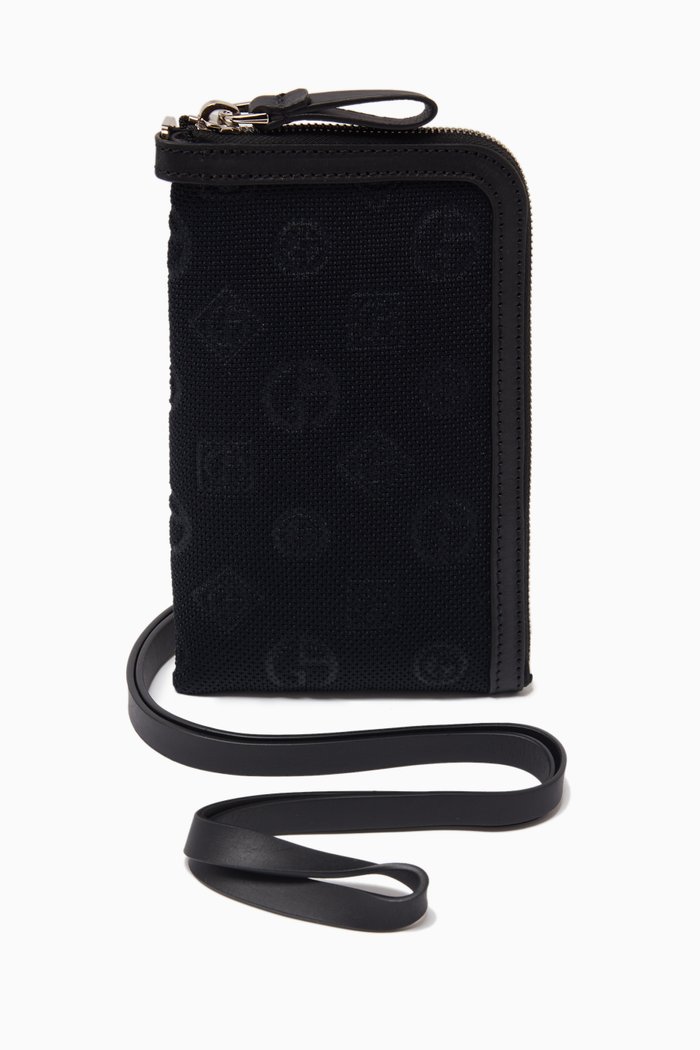 

All-over Logo Phone Holder in Jacquard Knit, Blue