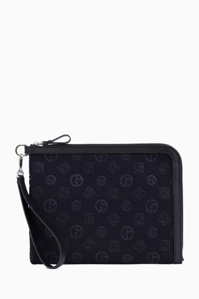 

All-over Logo Jacquard Pouch, Blue