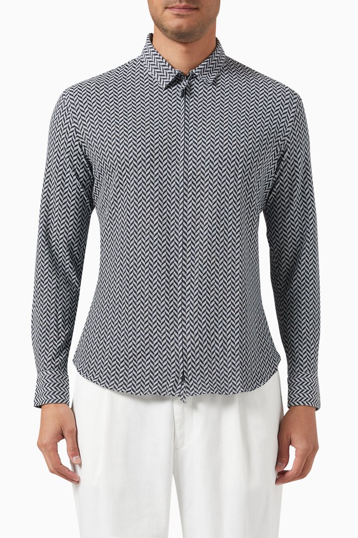 

Printed Shirt in Jacquard, Blue