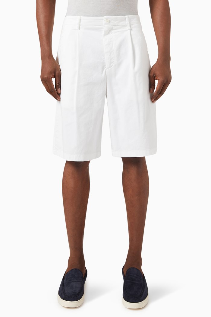 

Pleated Shorts in Cotton, White