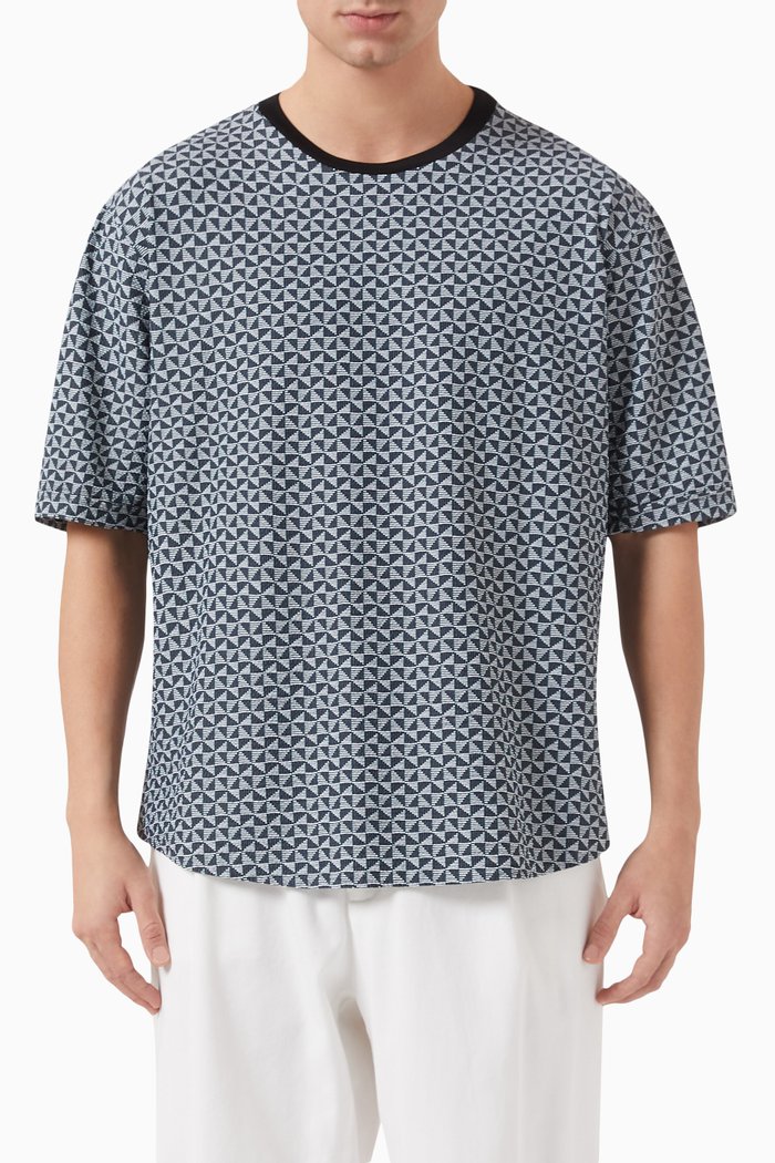 

Printed T-shirt in Jacquard, Blue