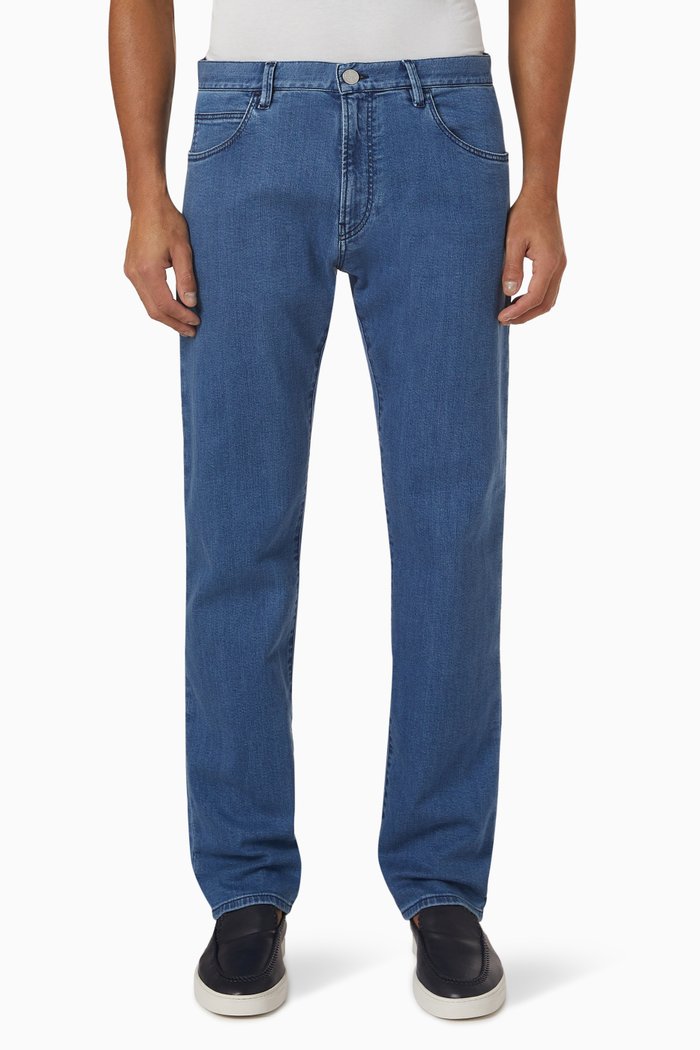 Straight-leg Jeans in Cotton Denim, Blue