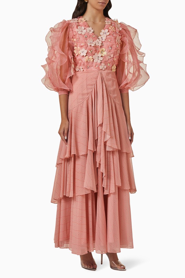 

Zahra Maxi Dress in Organza, Pink
